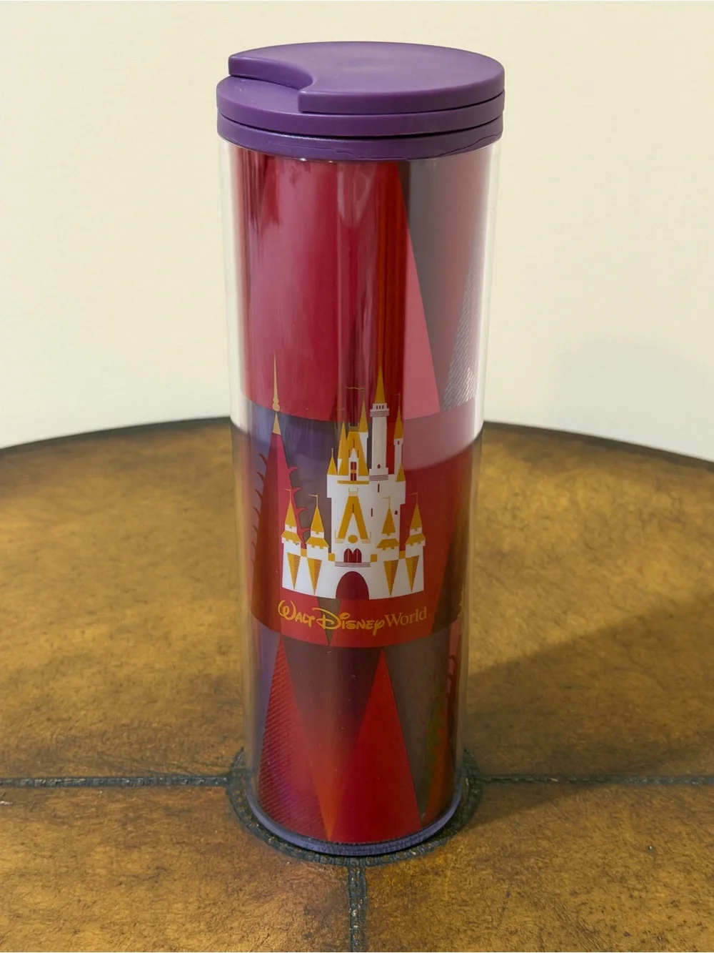 NEW WALT DISNEY WORLD STARBUCKS CINDERELLA CASTLE RED TRAVEL TUMBLER 16oz